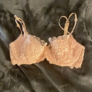 Pink bra embroidered overlay cups
